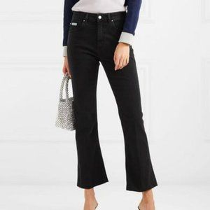 ALEXA CHUNG  Black Cropped High-rise Flared Jeans